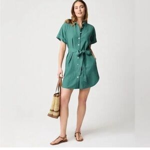 NWT Linen-blend belted mini shirt-dress - size small